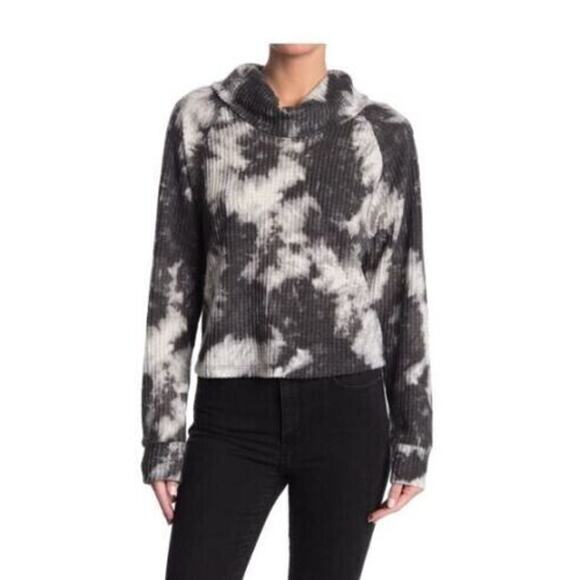 Abound Tops - Abound Women's Long Sleeve Tie-Dye Funnel Neck Thermal Top Black Small Nordstrom